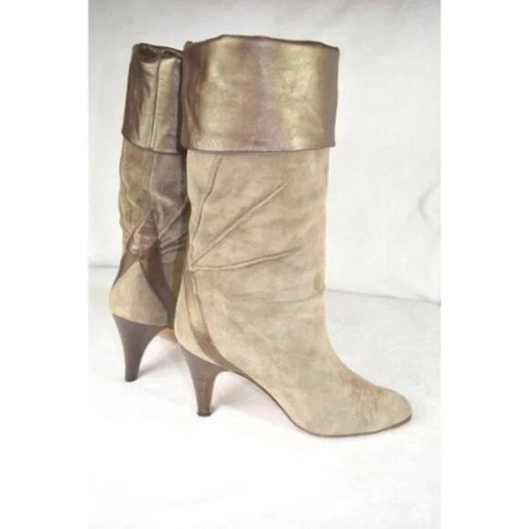 Fragiacomo Leather Suede Boots Foldover Cuff Italy Size US 5 EU 35 - Picture 2 of 11